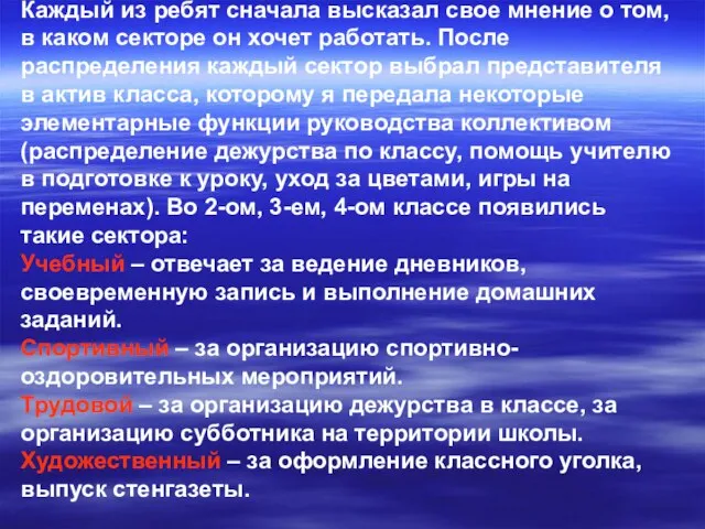 Каждый из ребят сначала высказал свое мнение о том, в каком секторе