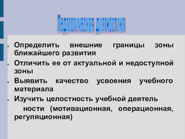 Определить внешние границы зоны ближайшего развития Отличить ее от актуальной и недоступной