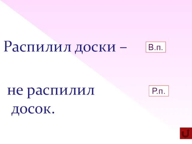 Распилил доски – не распилил досок. В.п. Р.п.