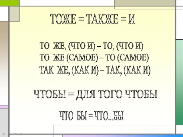 ТОЖЕ = ТАКЖЕ = И ТО ЖЕ, (ЧТО И) – ТО, (ЧТО