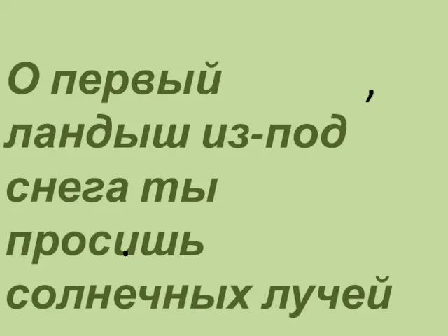 О первый ландыш из-под снега ты просишь солнечных лучей , .