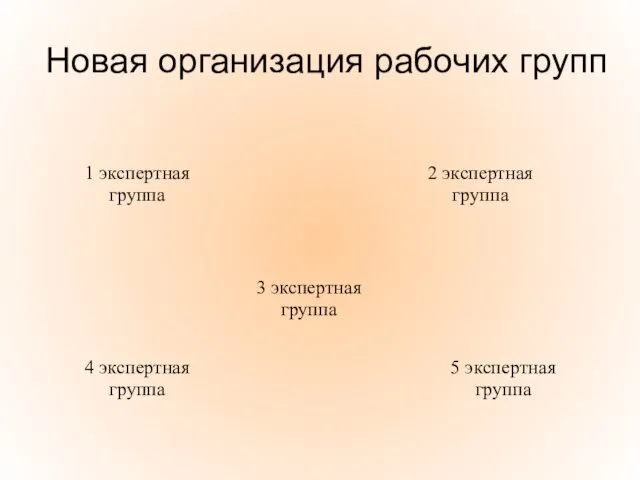 Новая организация рабочих групп 1 экспертная группа 2 экспертная группа 3 экспертная