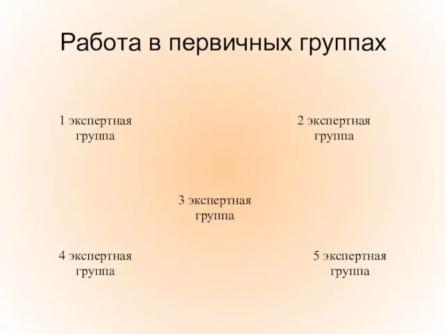 Работа в первичных группах 1 экспертная группа 2 экспертная группа 3 экспертная