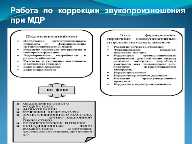 Работа по коррекции звукопроизношения при МДР