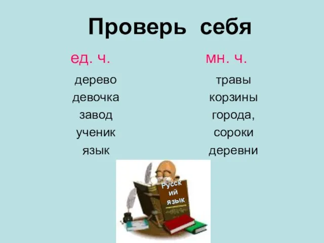 Проверь себя дерево девочка завод ученик язык травы корзины города, сороки деревни