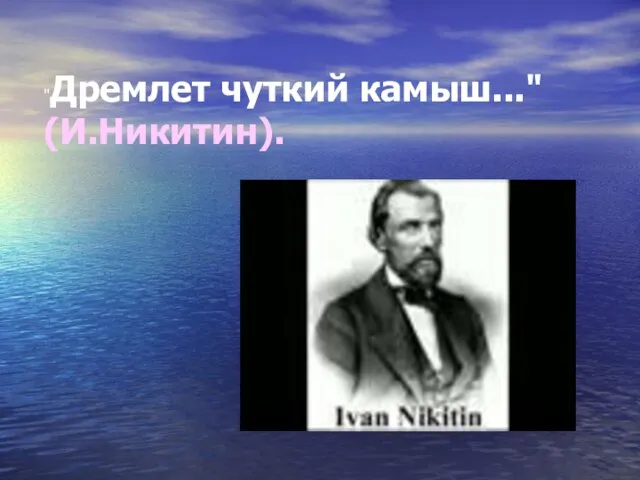 "Дремлет чуткий камыш..." (И.Никитин).