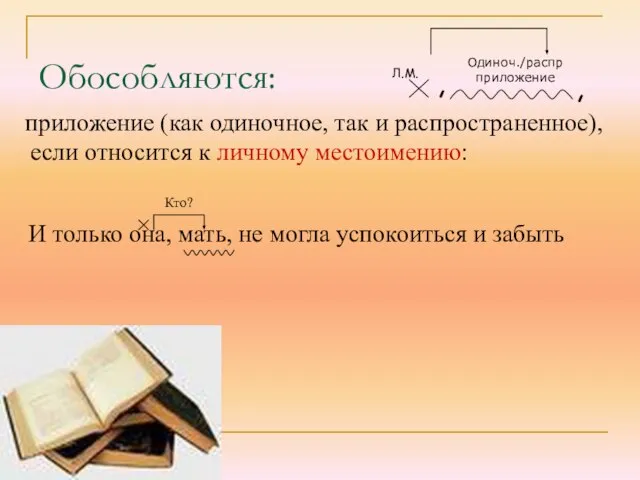 Обособляются: приложение (как одиночное, так и распространенное), если относится к личному местоимению: