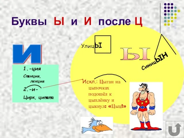 Буквы Ы и И после Ц и ы 1.-ция Станция, лекция 2.-и-