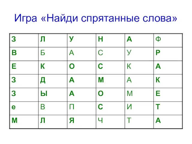 Игра «Найди спрятанные слова»