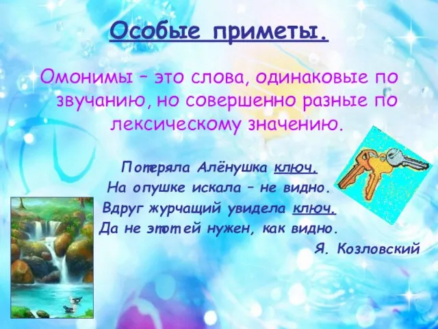 Особые приметы. Омонимы – это слова, одинаковые по звучанию, но совершенно разные