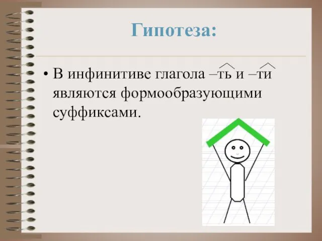 В инфинитиве глагола –ть и –ти являются формообразующими суффиксами. Гипотеза: