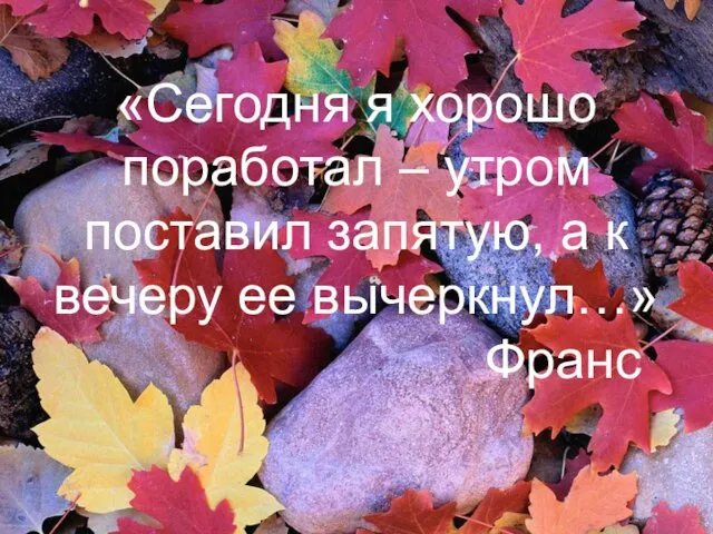 «Сегодня я хорошо поработал – утром поставил запятую, а к вечеру ее вычеркнул…» Франс