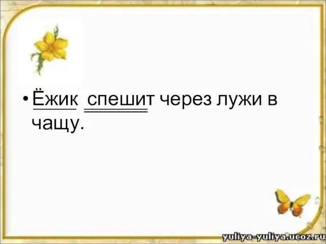 Ёжик спешит через лужи в чащу.