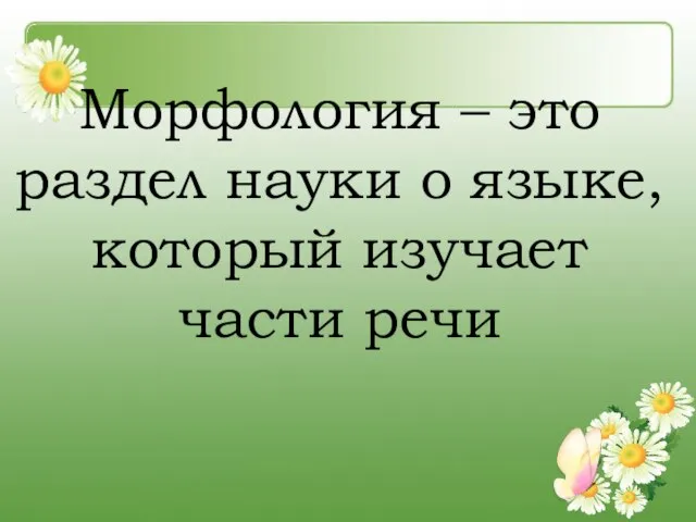 Морфология – это раздел науки о языке, который изучает части речи