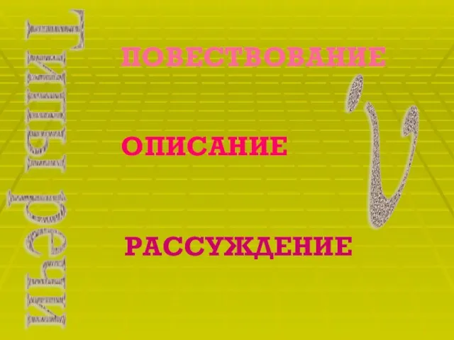 Типы речи ПОВЕСТВОВАНИЕ ОПИСАНИЕ РАССУЖДЕНИЕ ?