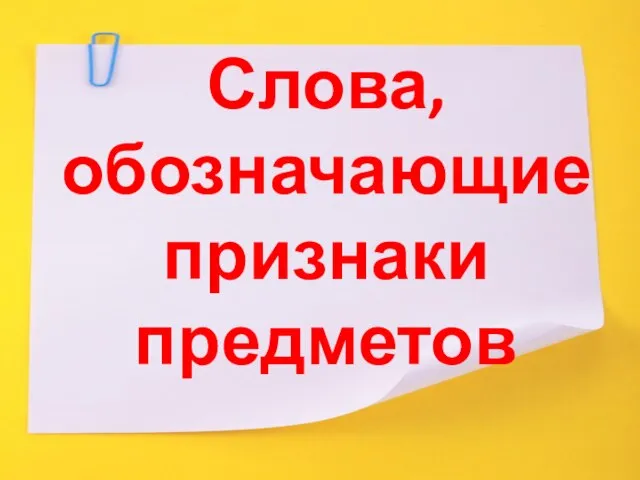 Слова, обозначающие признаки предметов