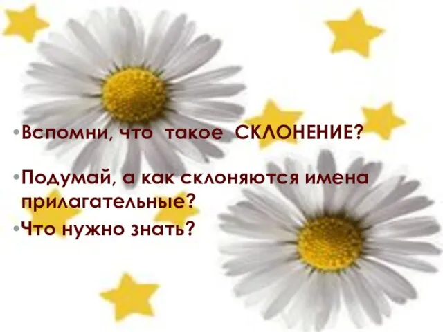 Вспомни, что такое СКЛОНЕНИЕ? Подумай, а как склоняются имена прилагательные? Что нужно знать?