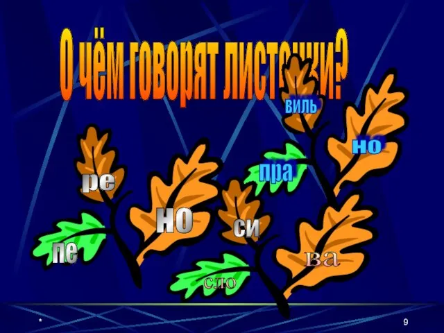 * О чём говорят листочки? пе ре но си пра виль но сло ва