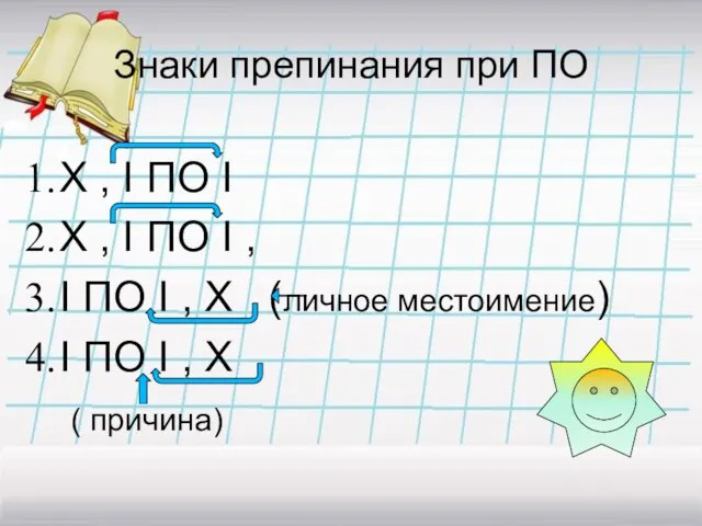 Знаки препинания при ПО X , I ПО I X , I