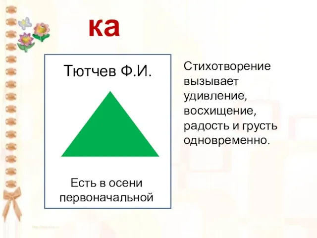 Обложка .И. Тютчев Ф.И. Есть в осени первоначальной Стихотворение вызывает удивление, восхищение, радость и грусть одновременно.