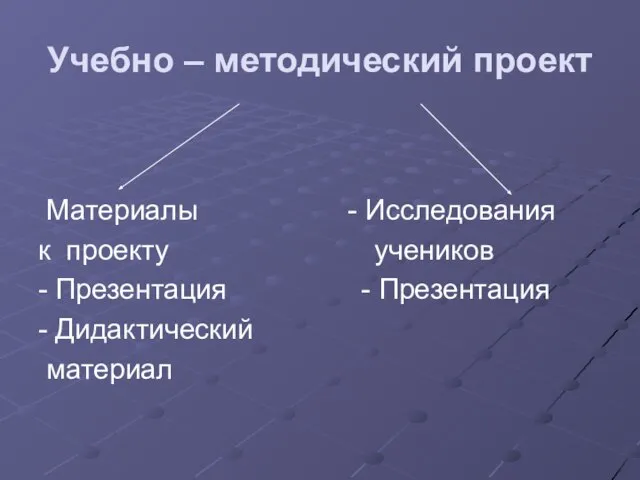 Учебно – методический проект Материалы - Исследования к проекту учеников - Презентация