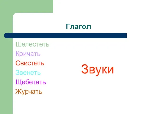 Глагол Шелестеть Кричать Свистеть Звенеть Щебетать Журчать Звуки