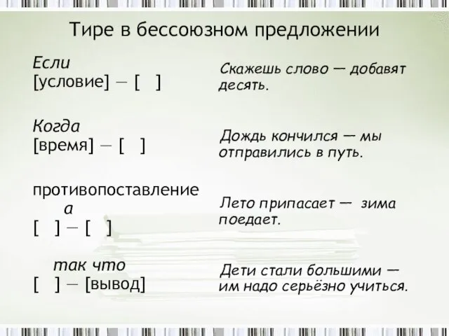 Тире в бессоюзном предложении Если [условие] ― [ ] Когда [время] ―