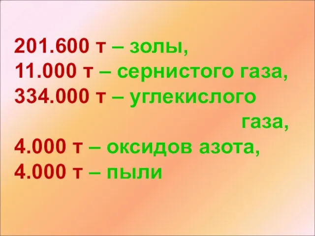 201.600 т – золы, 11.000 т – сернистого газа, 334.000 т –