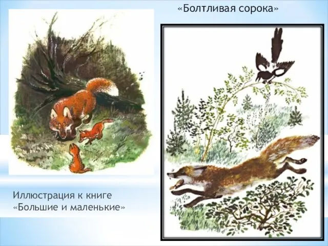 Иллюстрация к книге «Большие и маленькие» «Болтливая сорока»