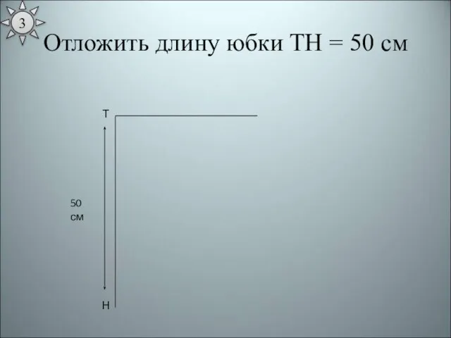 Отложить длину юбки ТН = 50 см Т Н 50 см 3