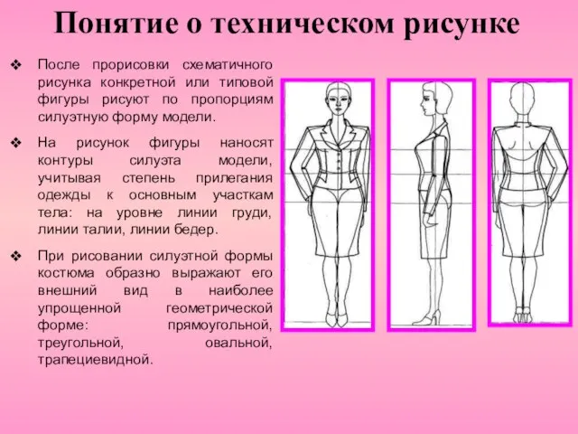 Понятие о техническом рисунке После прорисовки схематичного рисунка конкретной или типовой фигуры