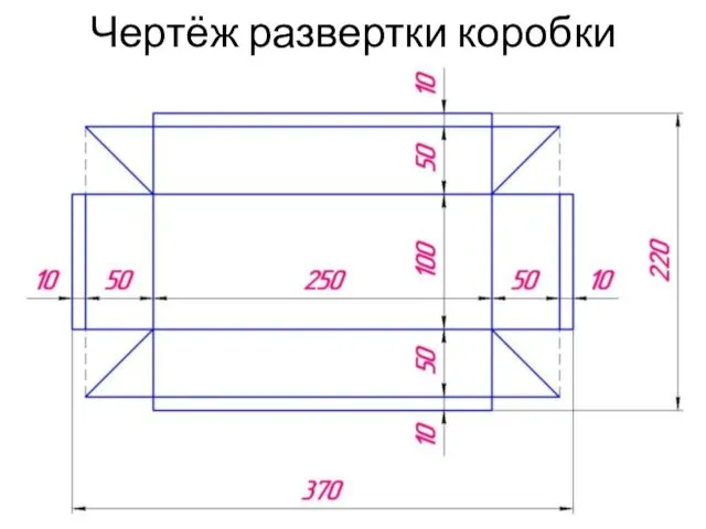 Чертёж развертки коробки