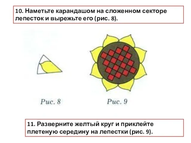 10. Наметьте карандашом на сложенном секторе лепесток и вырежьте его (рис. 8).