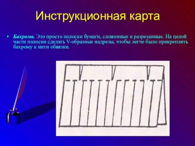 Инструкционная карта Бахрома. Это просто полоски бумаги, сложенные и разрезанные. На целой