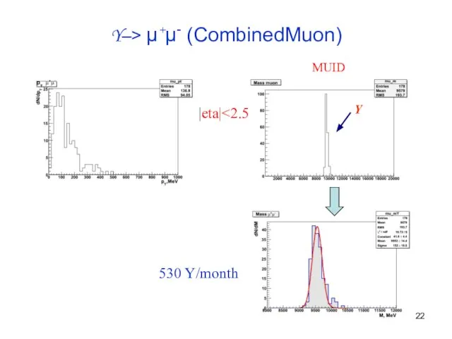 Y–> μ+μ- (CombinedMuon) MUID |eta| 530 Y/month