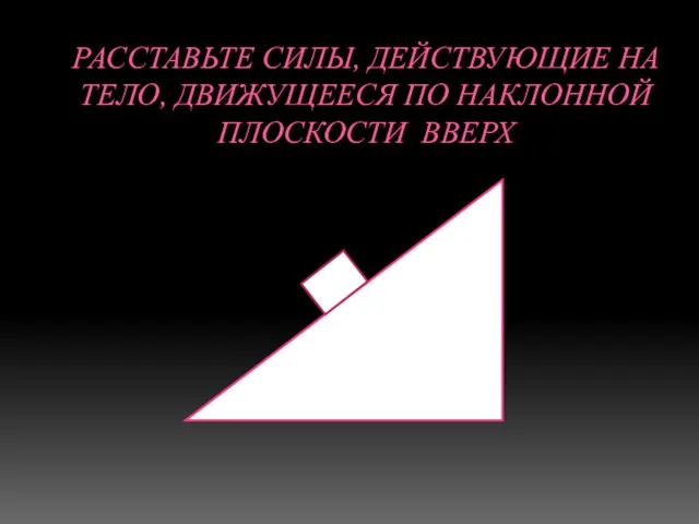 РАССТАВЬТЕ СИЛЫ, ДЕЙСТВУЮЩИЕ НА ТЕЛО, ДВИЖУЩЕЕСЯ ПО НАКЛОННОЙ ПЛОСКОСТИ ВВЕРХ