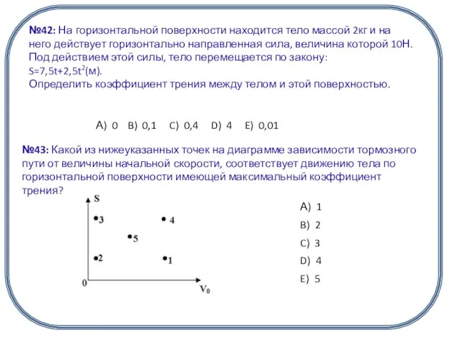 №42: На горизонтальной поверхности находится тело массой 2кг и на него действует