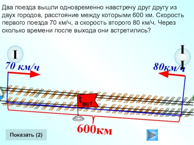 II Два поезда вышли одновременно навстречу друг другу из двух городов, расстояние