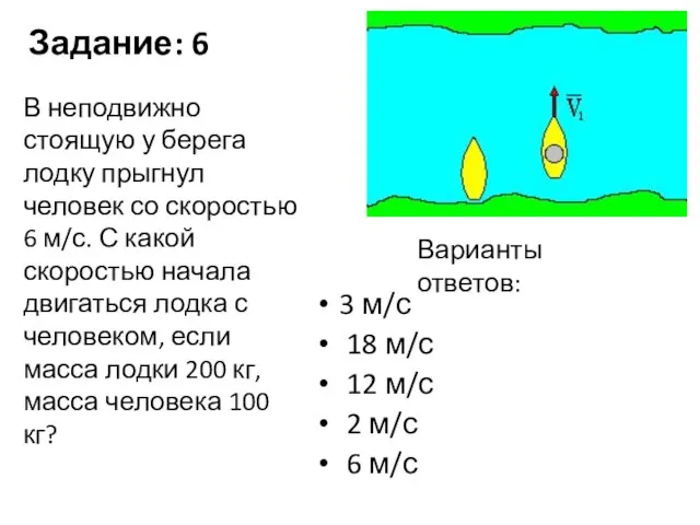 Задание: 6 3 м/с 18 м/с 12 м/с 2 м/с 6 м/с