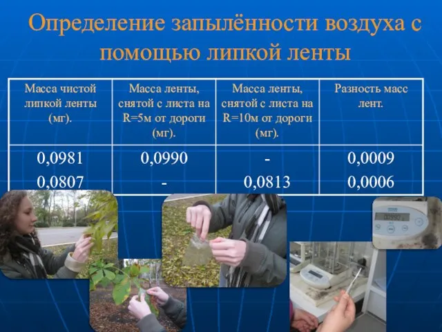 Определение запылённости воздуха с помощью липкой ленты