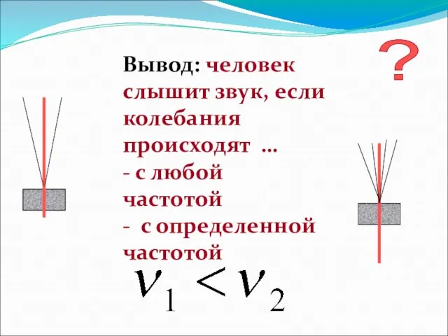 Вывод: человек слышит звук, если колебания происходят … - с любой частотой