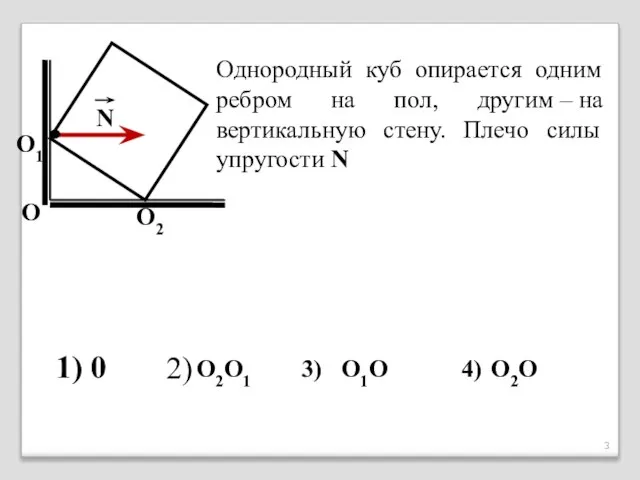 Однородный куб опирается одним ребром на пол, другим – на вертикальную стену.