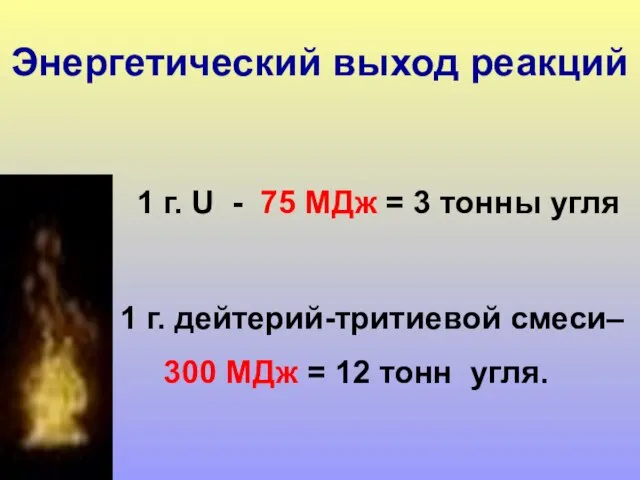 1 г. U - 75 МДж = 3 тонны угля 1 г.