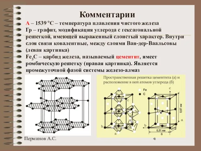 Перминов А.С. Комментарии А – 1539 оС – температура плавления чистого железа