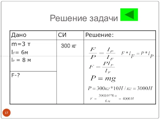 Решение задачи 300 кг