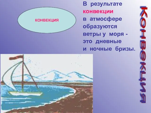 В результате конвекции в атмосфере образуются ветры у моря - это дневные