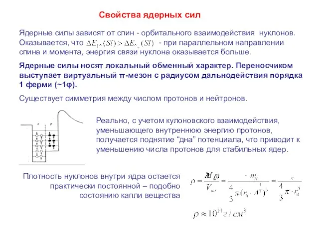 Ядерные силы зависят от спин - орбитального взаимодействия нуклонов. Оказывается, что -