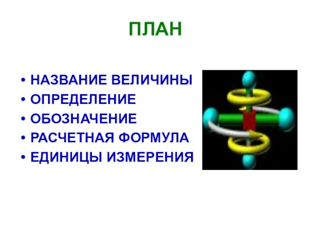 ПЛАН НАЗВАНИЕ ВЕЛИЧИНЫ ОПРЕДЕЛЕНИЕ ОБОЗНАЧЕНИЕ РАСЧЕТНАЯ ФОРМУЛА ЕДИНИЦЫ ИЗМЕРЕНИЯ