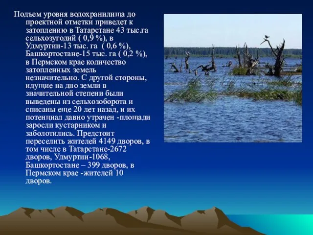 Подъем уровня водохранилища до проектной отметки приведет к затоплению в Татарстане 43