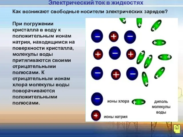 Как возникают свободные носители электрических зарядов? При погружении кристалла в воду к